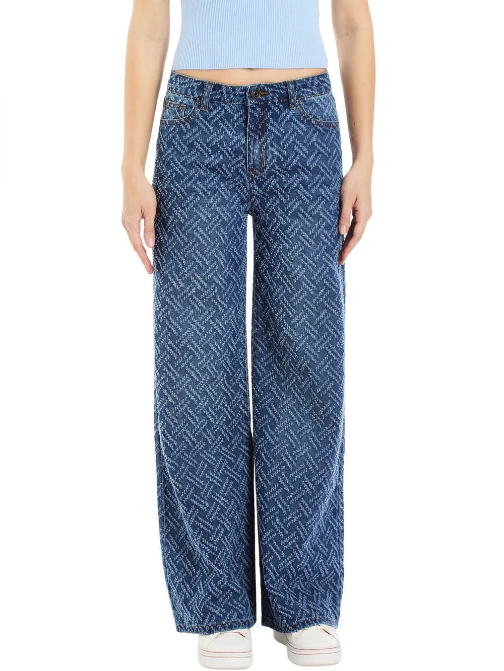 Tractr Herringbone Needle Punch Wide Leg